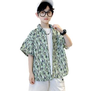 T-shirts enfants chemises de mode imprimement coton adolescents garçons baisser le collier 2023 Summer Casual Corée Clothes Clothes Kids Hot Sale Shirt