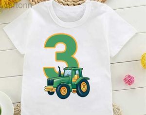 T-shirts Mignon Fermier Tracteur 1-8 Ans Joyeux Anniversaire T-shirt Enfants Fête D'anniversaire Cadeau Enfants Drôle Présent T-shirt Hauts ldd240314