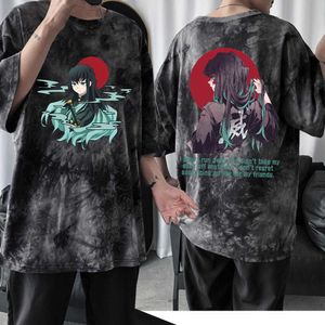 T-Shirts Demon Killer Muichiro Tokito T-shirt Mode Harajuku Hip Hop Casual Hommes Tie Dye Top À Manches Courtes P230601