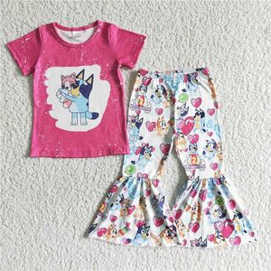 Camisetas Moda Bebé Niñas Impresión de dibujos animados Lindo Vestido de manga larga Venta al por mayor Boutique Ropa para niños Falda RTS 230422