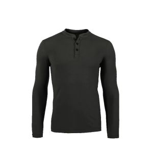 Camisetas Huntsman Henley Men 100% Merino Wool Jersey Capa base de manga larga Top de peso mediano