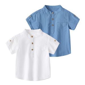 Camisetas de lino camisas para niños tela fresca