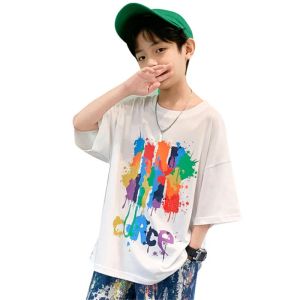 Camisetas Nuevas llegadas Camisetas para niños Corea Corea Casual Pintura estampada Patrón de graffiti ropa para niños Algodón de algodón
