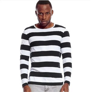 Camisetas Rayas Camisetas de manga larga para hombres Cuello redondo Hombres Rayas Ocio Casual Rojo Blanco Cos Cosplay Fiesta de disfraces de Halloween 240119