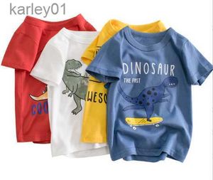 T-shirts T-shirts T-shirts dinosaures pour garçons et filles dessus en coton vêtements cool pour enfants 1-10 Style été à manches courtes 240306