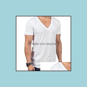T-shirts Tees S Vêtements Vêtements pour hommes T-shirt basique d'été avec col en V Sada Coton à manches courtes Blanc Noir Gris Élégant Casual Gym Tops