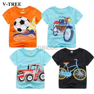 T-shirts V-Tree Summer Baby Boys T-shirt Cartoon Car Imprimer Tops de coton T-T-T-SE pour garçons Enfants Enfants Outwear Clothes Tops 2-8 ans 240410