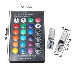 T10 W5W Luces LED para automóvil Bombillas LED RGB con control remoto 194 168 501 Lámpara estroboscópica Led Luces de lectura Blanco Rojo Ámbar 12V