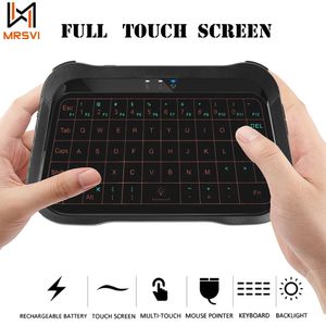 T18 Mini clavier sans fil écran tactile complet 24 GHz Air Mouse Touchpad rétro-éclairage portable télécommande pour Android TV BOX 240309