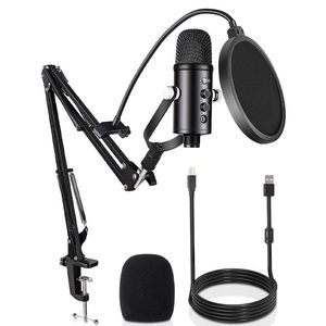 Micrófono condensador de estudio USB T2, Kit de micrófono para ordenador, PC, micrófono de pie para videojuegos, Streaming, Podcasting, grabación, ZOOM de Youtube