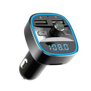 T25 Kit de voiture Bluetooth 5.0 Récepteur Transmetteur FM Lecteur de musique MP3 Appel mains libres Double USB Téléphone portable Chargeur rapide Disque U Carte TF Accessoires intérieurs