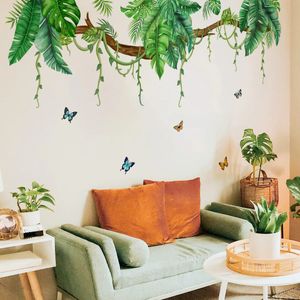 Autocollant Mural plantes grands arbres, feuilles papillons, T44 #, décoration de fond de chambre d'enfants, papier peint Mural de vie, 240112