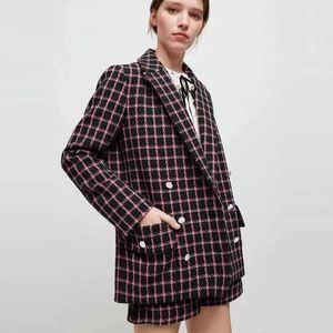 T630 Womens Suits Blazers banquet Houndstooth WOMEN'S CLASSIC Les festivités des Oscars 2022 étaient au début du printemps Nouvelle personnalité Sweet Cool Clash Tweed Tartan Blazer