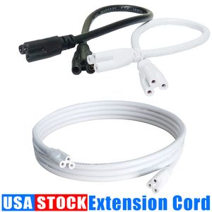 T8 Support de cordon de commutateur d'extension T5 LED Connecteur de fil de fil de tube pour le câble d'alimentation de lumières de magasin avec la prise des USA 1FT 2FT 3.3FT 4FT 5FT 6 FT 6.6FT 100 Pcs Crestech
