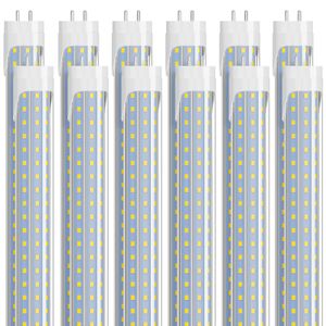 Ampoules à tube LED T8 4FT 36W 4680Lm 6000K 5000K Lumière du jour froide Blanc T10 T12 Remplacement fluorescent Retirer le ballast En forme de D Bi Pin G13 Lampe d'entrepôt de garage à double extrémité