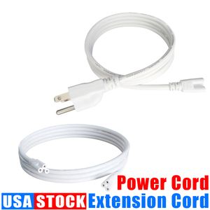 Conector T8 T5, cables de alimentación de doble extremo con interruptor, enchufe de EE. UU. para luces de tubo led integradas, 1 pie, 2 pies, 3,3 pies, 4 pies, 5 pies, 6 pies, 6,6 pies, 100 Uds. Crestech168