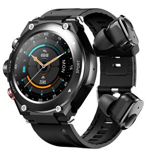 T92 Bluetooth Headset Smart Watch TWS écouteurs sans fil Bluetooth montres 2 en 1 avertissement de fréquence cardiaque température corporelle sport smartwatch avec boîte de vente au détail