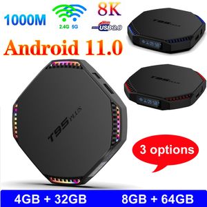 T95 Plus Android 11.0 Smart TV Box 8 Go de RAM 64 Go de ROM RK3566 Quad Core 4G32G 8K Lecteur multimédia 1000M 2.4/5G Wifi double bande BT 4.0 Android11 Décodeurs avec écran