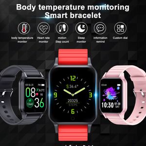 T96 montre intelligente mesure la température corporelle fréquence cardiaque pression artérielle moniteur d'oxygène sanguin Bracelet intelligent Fitness Tracker bande Smartwatch