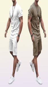 Ta to Men S Tracksuit 2 Pieds Set Summer Solid Sport Hawaiian Stume Hawaiian Sleeve T-shirt et shorts Casual Fashion Man Clothing 2206767430