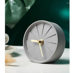 Horloges de table Horloge en ciment Nordic Simple Creative Student Bureau Muet Béton