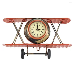 Horloges de table horloge avion biplan métal Vintage rétro horloge chevet alarme avion mur Statue bureau modèle de table