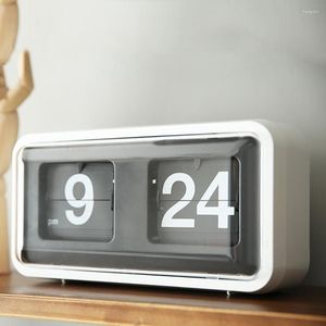 Relojes de mesa Creative Auto Digital Flip Clock Decoración del dormitorio Classic Retro Down Página moderna Desk Gurning Desk