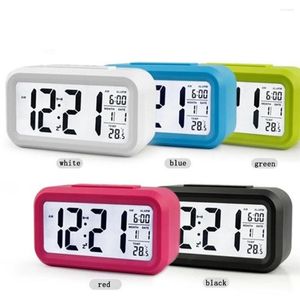 Horloges de table Réveil électrique de bureau Affichage numérique Grand écran LED Calendrier de l'heure Alimenté par batterie Décoration de la maison pour vert