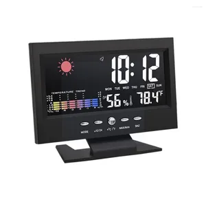 Horloges de table électroniques numériques LCD, moniteur de température et d'humidité, prévisions météo intérieure, horloge de répétition, calendrier Al I5f3