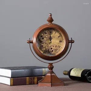 Relojes de Mesa Reloj de Pared de Metal Grande Retro Americano Industrial Arte del Viento Tienda de Equipos Creativos Bar Decoración de Personalidad Europea