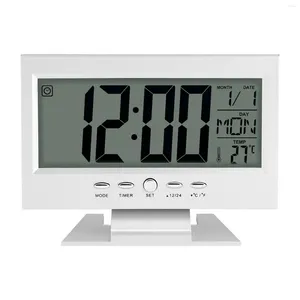 Relojes de mesa LCD Sensor de sonido digital Reloj despertador de escritorio con calendario y pantalla de temperatura Decoración del hogar