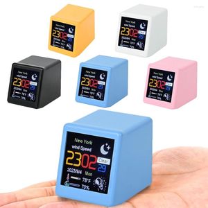 Horloges de table MINI TV Smart WiFi Station météo Horloge pour la décoration de bureau de jeu DIY Animations GIF mignonnes et affichage électronique