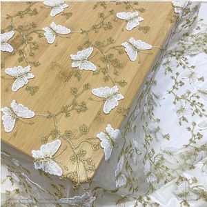 Tissu de table 1 mètre de mode de mariage africain Tulle papillon dentelle tissu pour robe bricolage rideau couture patchwork matériel largeur 130 cm 231216