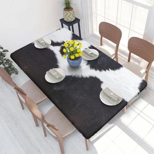 Tableau de table noire et blanc vache de vache nappe rectangulaire étanche 4ft de fourrure animale couverture en cuir de peau