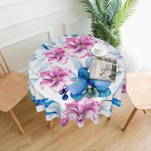 Mesa de tela azul colibríes manteles lavables flores florales flores redondas manteles de cubierta circular para vacaciones