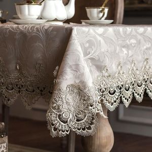 Nappe de table en tissu gris européen, couverture de salle à manger de luxe brodée, ensemble de coussins en dentelle, drapeau de café, 220906