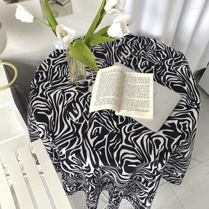 Nappe Style coréen motif zèbre noir et blanc frappé nappe coussin de chevet canapé serviette doux chambre fond goutte