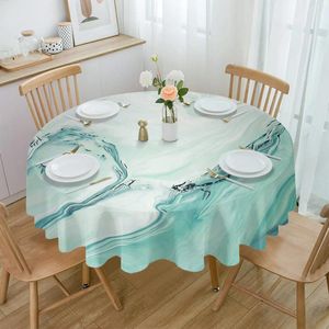 Nappe de Table ronde en marbre, Texture fluide, bleu vert, imperméable, couverture de décoration de mariage, décoration de maison de noël