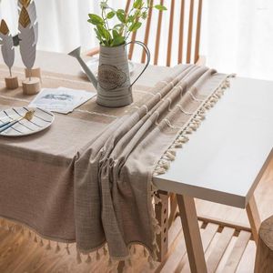 Nappe de Table en Fiber de Polyester, nappe de noël, sans plis, avec pompon, pour l'extérieur, Anti-décoloration, rectangulaire, pour salle à manger, O6j7