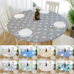 Table Cloth Round Waterproof Non-slip Elastic Tablecloth Classic Pattern Table Cloth Cover Home Kitchen Dining Room 230731