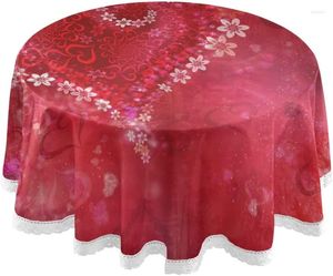 Nappe de table rouge en forme de cœur et de fleur pour la saint-valentin, couverture ronde de 60 pouces, décor en dentelle macramé pour Buffet, fête de mariage