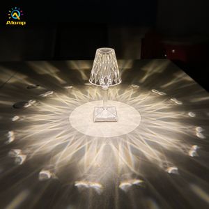 Lámpara de mesa con diseño de diamante, luz LED regulable moderna, táctil, recargable por USB, arte romántico, decoración de boda, luces nocturnas