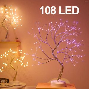 Lampes de table 108 LED fée lumière esprit arbre à distance bonsaï luciole lampe tactile interrupteur mignon nuit pour chambre fête cadeau