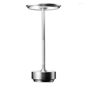 Lampes de table 1Set Bar Ambiance Rétro Lampe de bureau Tactile USB Rechargeable Veilleuse Argent