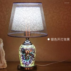 Lampes de table 3D feux d'artifice pierre de verre pour chambre à coucher LED lampe de bureau doré et argenté décor à la maison éclairage vers le bas