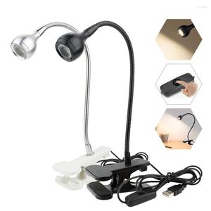 Lampes De Table 3w Usb Clip-on Led Lumières Lire Ampoule Mini Éclairage Intérieur Lampe De Nuit Tube En Métal Flexible Protection Des Yeux Réglable Lampe De Bureau