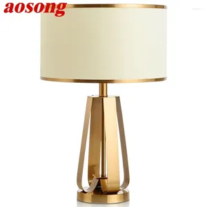 Lampes de table Aosong moderne conception de luxe de lit de chevet Golden Desk Lights Home E27 Decorative for Foyer Living Room Office Bedroom