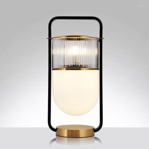 Lámparas de mesa Lámpara Art Deco Hilada Cerámica Mesita de noche Dormitorio Luz de cristal