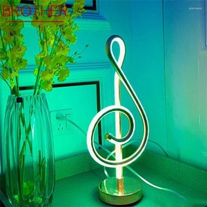 Lámparas de mesa BROTHER Lámpara contemporánea Decoración creativa de notas musicales LED para el hogar Luz de la sala de salón de los niños