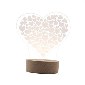 Lámparas de mesa Creative Acrylic Heart LED Night Light 3D Love Lamp para regalo de cumpleaños